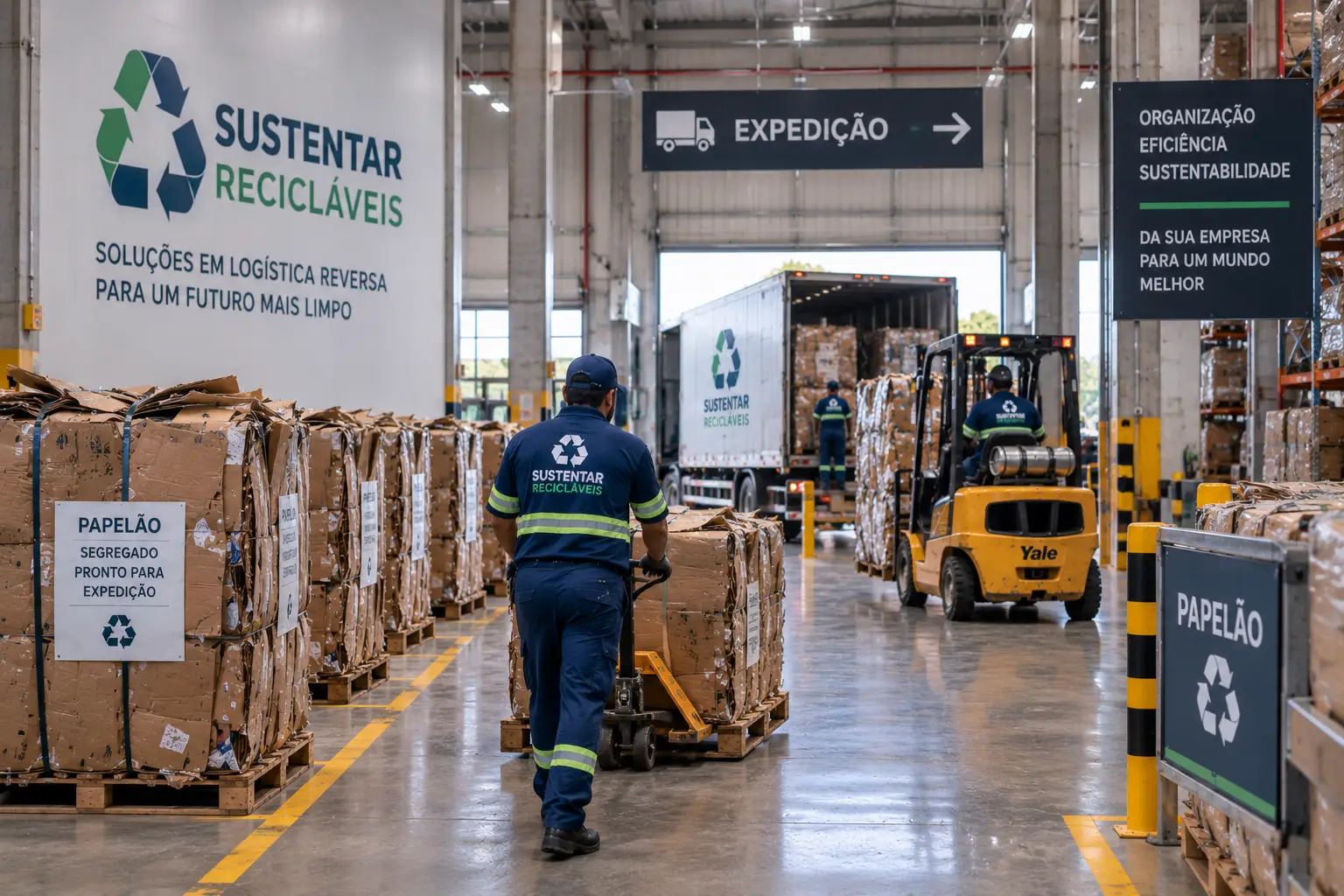 Papelão gerado em centro de distribuição para reciclagem